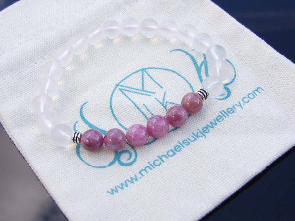 Pink Tourmaline Crystal Natural Gemstone Bracelet 6-9'' Elasticated Michael's UK Jewellery