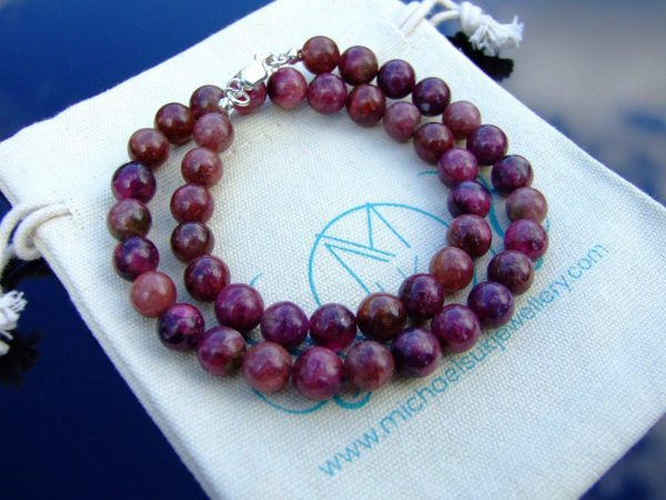 Pink Tourmaline New Natural Gemstone Necklace 8mm Beaded 16-30inch Michael's UK Jewellery