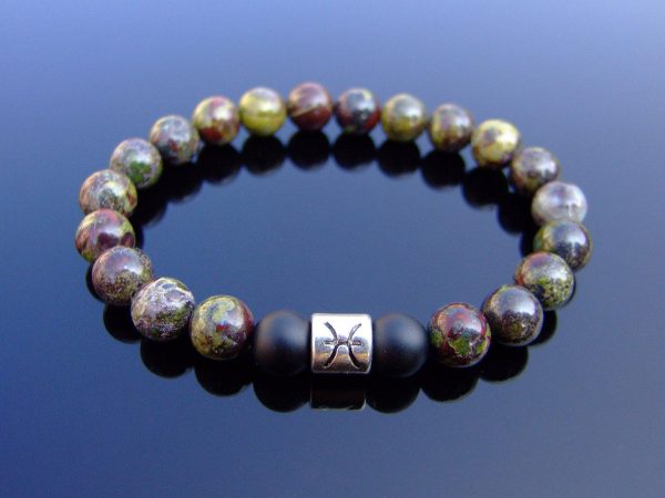 Pisces Dragon Blood Onyx Birthstone Bracelet 6-9'' Elasticated Michael's UK Jewellery