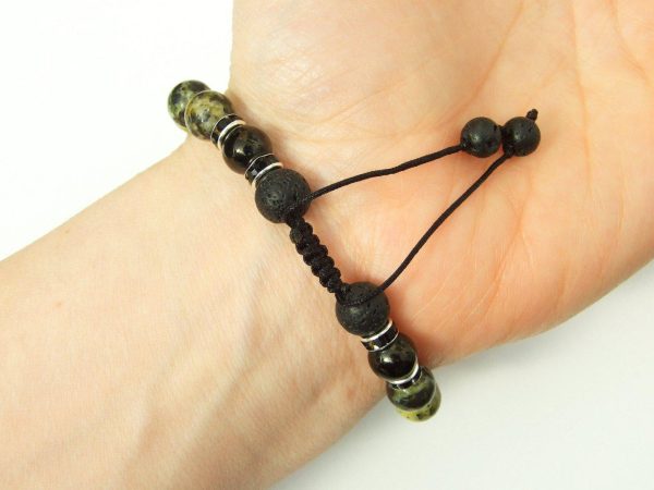 Pisces Jet Lava Turquoise Birthstone Bracelet 6-9'' Macrame Michael's UK Jewellery