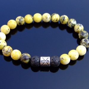 Pisces Yellow Turquoise Lava Birthstone Bracelet 6-9'' Elasticated Michael's UK Jewellery