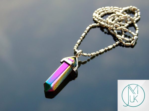 Gemstone Necklace Plated Pyrite Natural Point Pendant beads mouse