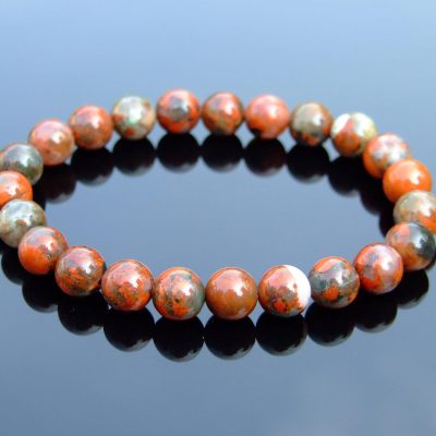 Poppy Jasper Natural Gemstone Bracelet 6-9'' Elasticated Michael's UK Jewellery