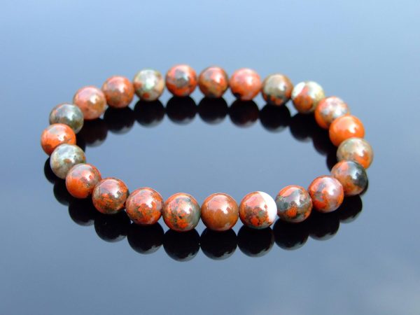 Poppy Jasper Natural Gemstone Bracelet 6-9'' Elasticated Michael's UK Jewellery