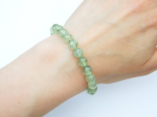 Prehnite Natural Gemstone Bracelet 6-9'' Elasticated Michael's UK Jewellery
