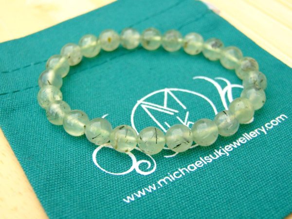 Prehnite Natural Gemstone Bracelet 6-9'' Elasticated Michael's UK Jewellery