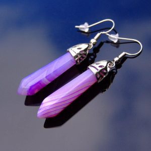 Purple Agate Gemstone Earrings Michael's UK Jewellery