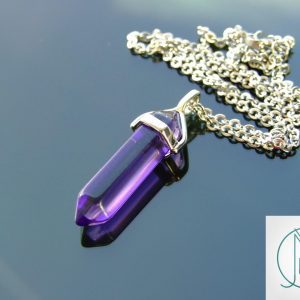 Purple Glass Crystal Point Pendant Necklace Michael's UK Jewellery
