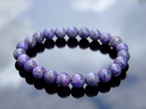 Purple Scenery Jasper Natural Dyed Gemstone Bracelet 6-9'' Elasticated Michael's UK Jewellery
