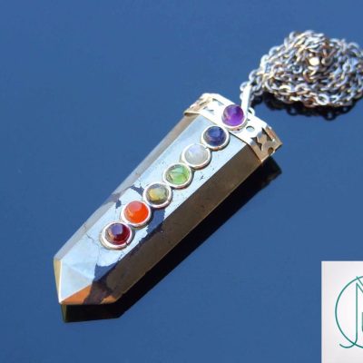 Pyrite 7 Chakra Natural Gemstone Pendant Necklace 50cm Michael's UK Jewellery