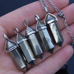 Pyrite Natural Natural Crystal Point Pendant Gemstone Necklace Michael's UK Jewellery