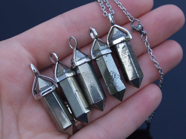 Pyrite Natural Natural Crystal Point Pendant Gemstone Necklace Michael's UK Jewellery