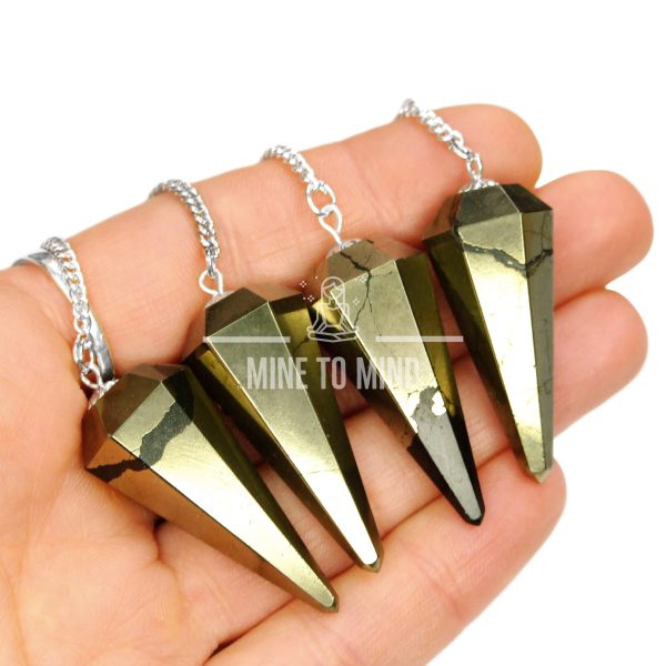 Pyrite Pendulum Gemstone Divination for Dowsing Scrying Meditation - Image 2