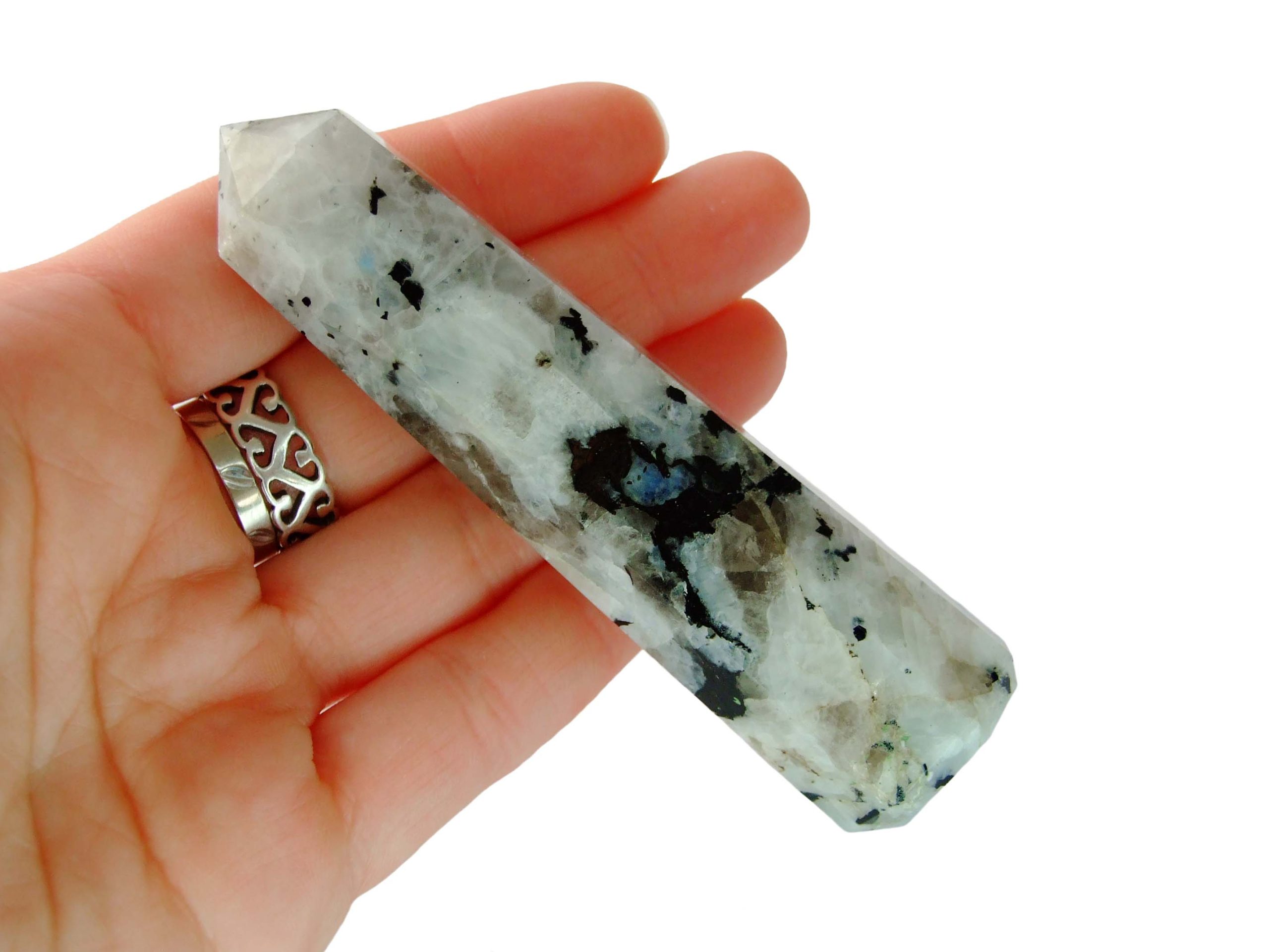 Rainbow Moonstone Tower Polished Natural Gemstone Crystal Obelisk Michael's UK Jewellery