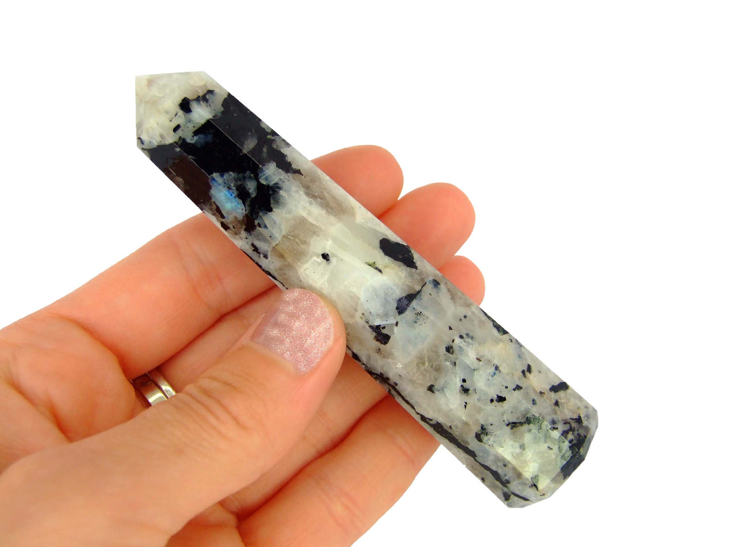 Rainbow Moonstone Tower Polished Natural Gemstone Crystal Obelisk Michael's UK Jewellery