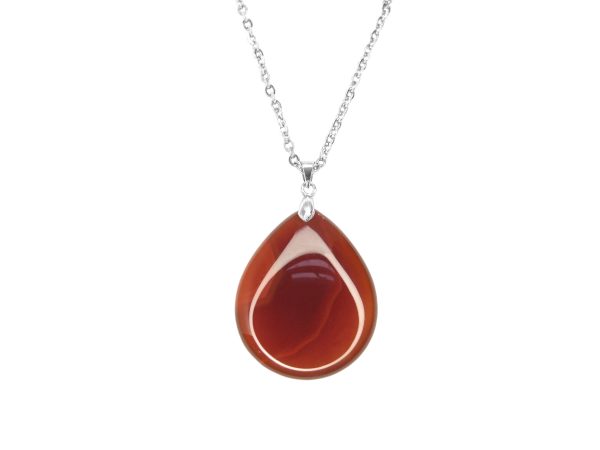 Gemstone Necklace Red Agate Tear Pendant Natural beads mouse