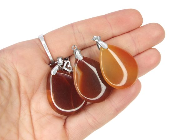 Read Agate Necklace Tear Pendant Natural Gemstone 50cm Chain with Pouch Michael's UK Jewellery