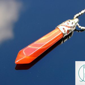 Red Agate Long Point Pendant Gemstone Necklace Michael's UK Jewellery