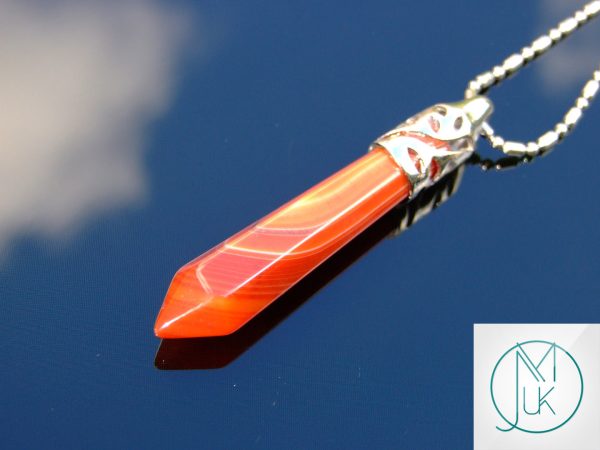 Red Agate Long Point Pendant Gemstone Necklace Michael's UK Jewellery