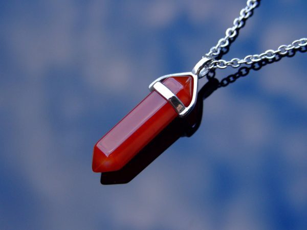 Red Agate Natural Crystal Point Pendant Gemstone Necklace Michael's UK Jewellery