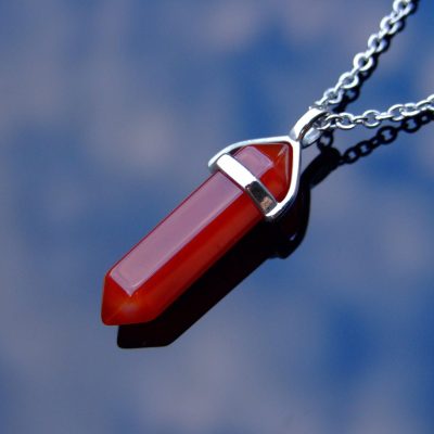 Red Agate Natural Crystal Point Pendant Gemstone Necklace Michael's UK Jewellery