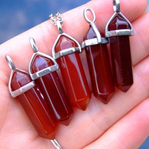 Red Agate Natural Crystal Point Pendant Gemstone Necklace Michael's UK Jewellery