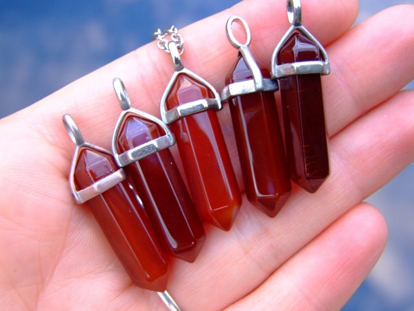 Red Agate Natural Crystal Point Pendant Gemstone Necklace Michael's UK Jewellery