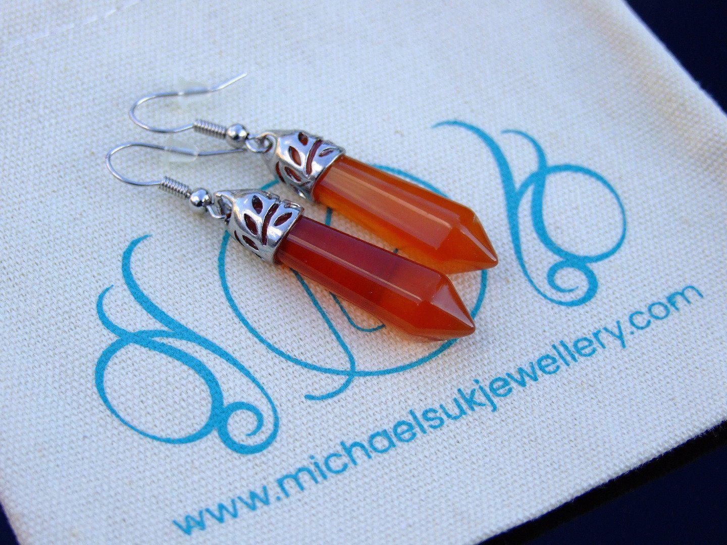 Red Agate Natural Gemstone Earrings Michael's UK Jewellery
