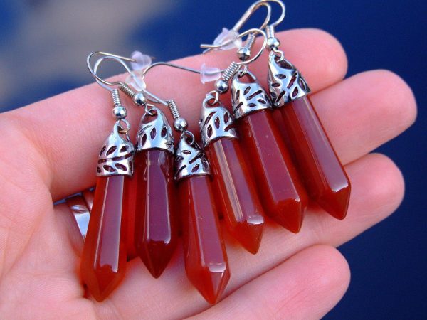 Red Agate Natural Gemstone Earrings Michael's UK Jewellery
