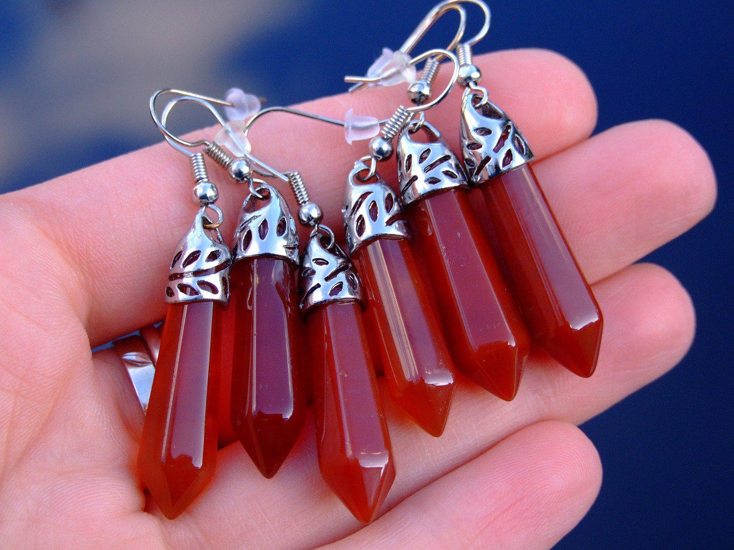 Red Agate Natural Gemstone Earrings Michael's UK Jewellery