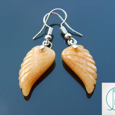 Red Aventurine Earrings Angel Wing Shape Natural Gemstone with Pouch Michael's UK Jewellery