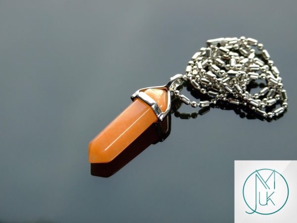 Gemstone Necklace Red Aventurine Natural Point Pendant beads mouse