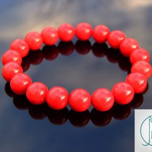 Red Coral 10mm Natural Dyed Gemstone Bracelet 6-9'' Elasticated Michael's UK Jewellery