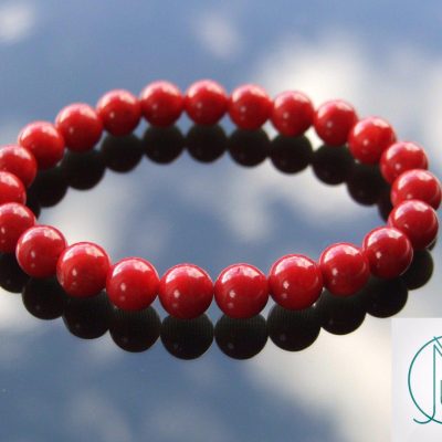 Red Coral Natural Dyed Gemstone Bracelet 6-9'' Elasticated Michael's UK Jewellery