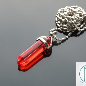 Red Glass Crystal Point Pendant Necklace Michael's UK Jewellery