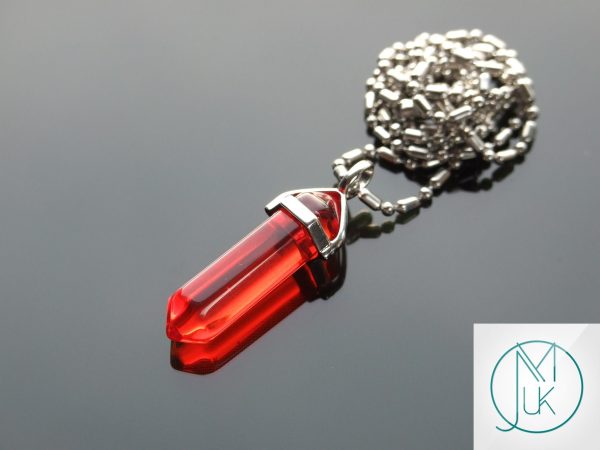 Gemstone Necklace Red Glass Natural Point Pendant beads mouse