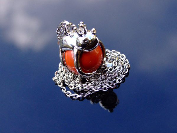 Red Jasper Frog Natural Gemstone Pendant Necklace 50cm Michael's UK Jewellery