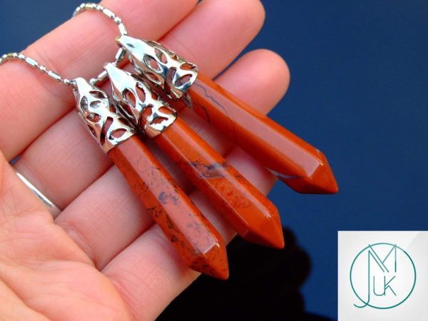 Red Jasper Long Point Pendant Gemstone Necklace Michael's UK Jewellery