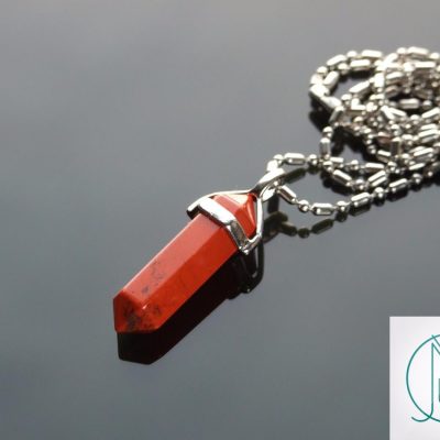 Gemstone Necklace Red Jasper Natural Point Pendant beads mouse