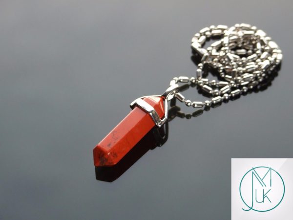 Gemstone Necklace Red Jasper Natural Point Pendant beads mouse