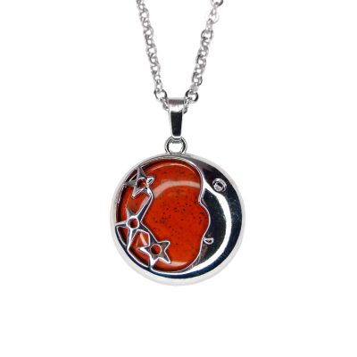 Red Jasper Necklace Moon Shape Pendant Natural Gemstone With Pouch Michael's UK Jewellery