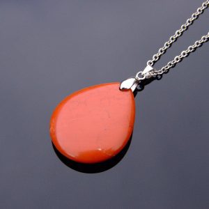 Gemstone Necklace Red Jasper Tear Pendant Natural beads mouse