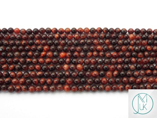 Red Tiger Eye Natural Gemstone Round Beads 2mm strand (approx. 180 beads) Michael's UK Jewellery
