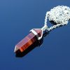 Gemstone Necklace Red Tigers Eye Natural Point Pendant beads mouse
