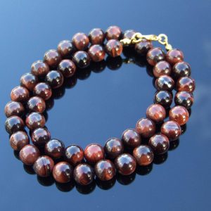 Red Tigers Eye Natural Gemstone Necklace 8mm Beaded 16-30inch Michael's UK Jewellery