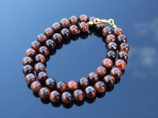 Red Tigers Eye Natural Gemstone Necklace 8mm Beaded 16-30inch Michael's UK Jewellery