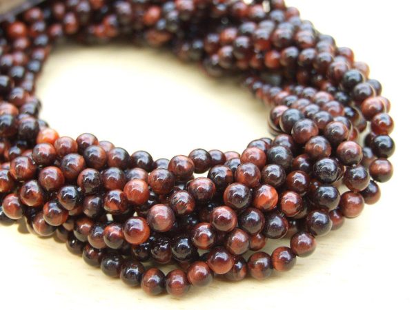 Red Tigers Eye Natural Gemstone Round Beads 4mm Michael's UK Jewellery