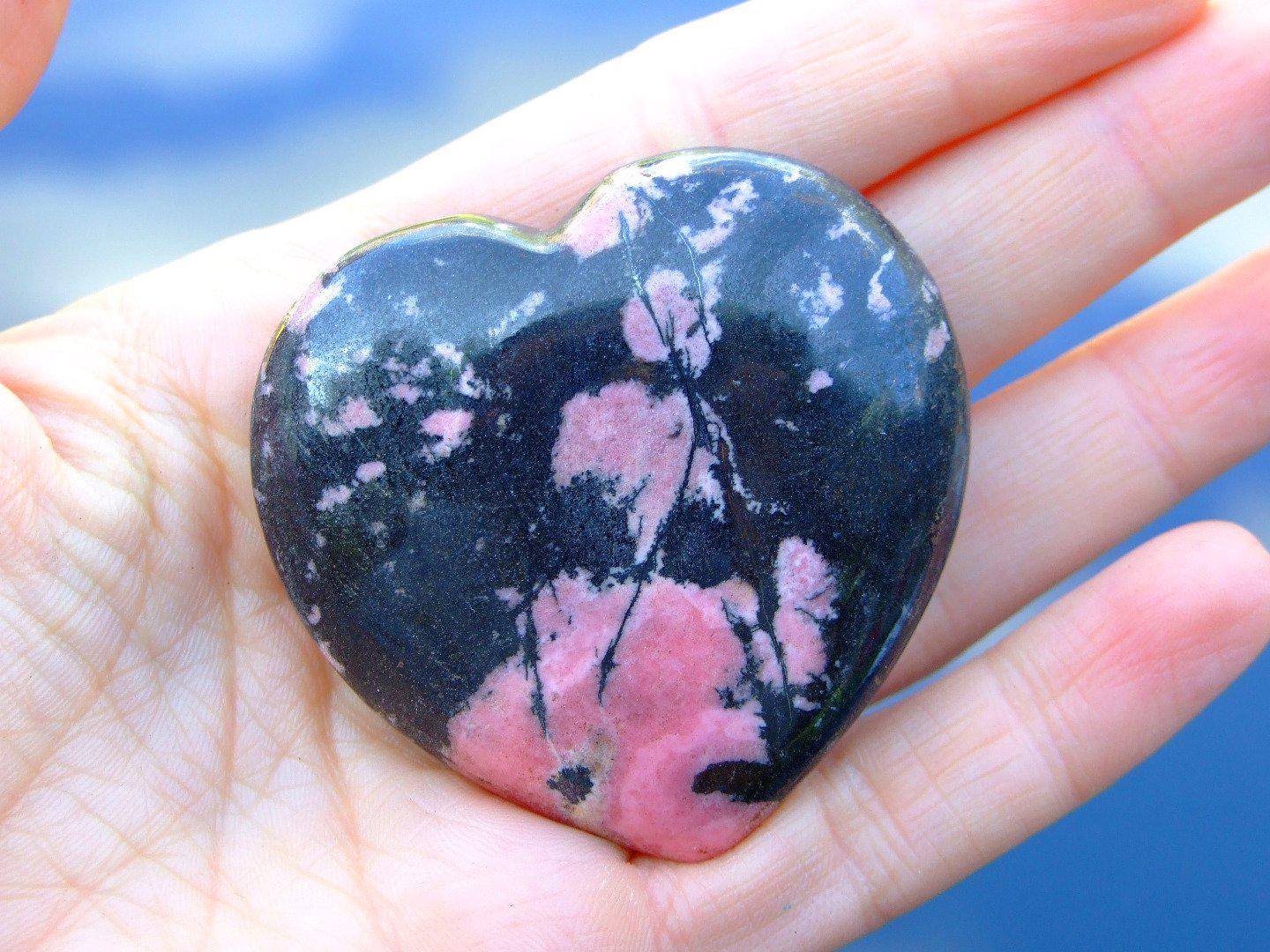 Rhodonite Carved Heart Natural Gemstone Michael's UK Jewellery