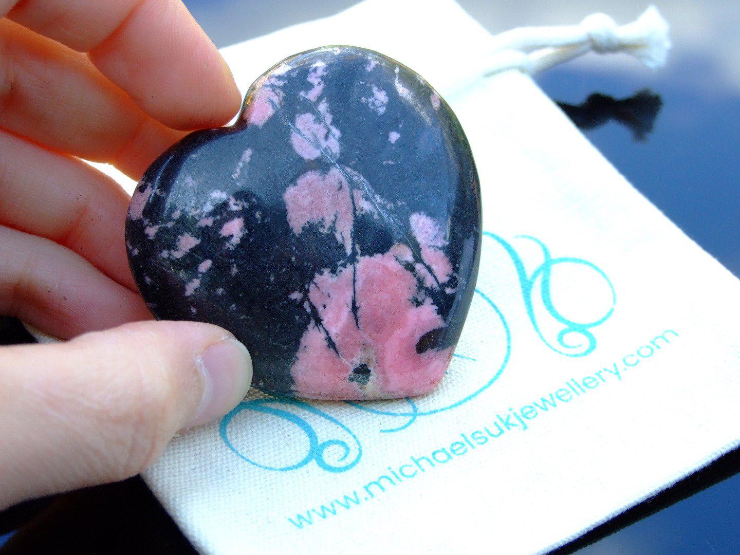 Rhodonite Carved Heart Natural Gemstone Michael's UK Jewellery