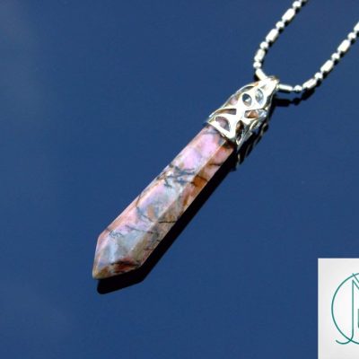 Rhodonite Long Point Pendant Gemstone Necklace Michael's UK Jewellery
